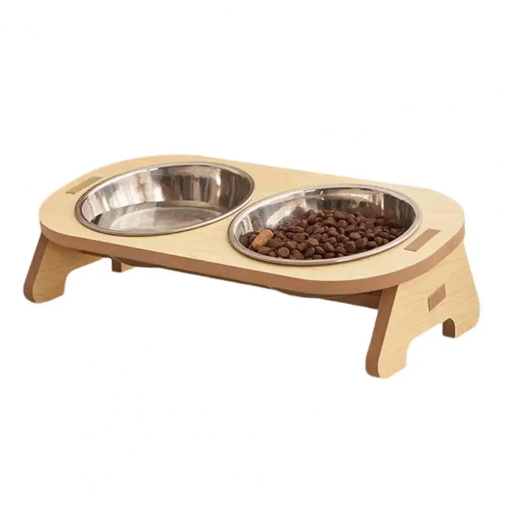 Premium Elevated Dog Feeder - Raised Wooden Bowls with Adjustable Stand for Small to Medium Pets